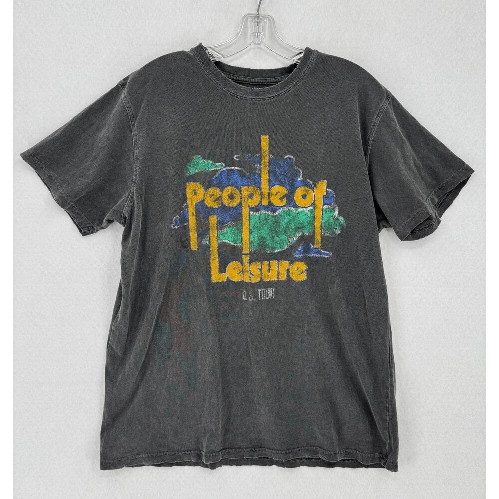 People of Leisure U.S. Tour Gray Distressed Graphic Short Sleeve T Shirt Sz M